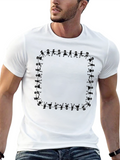 Novelty Stick Figure Border Black T-Shirt