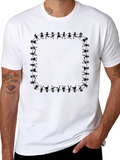 Novelty Stick Figure Border Black T-Shirt