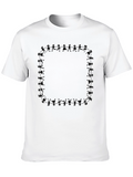 Novelty Stick Figure Border Black T-Shirt