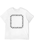 Novelty Stick Figure Border Black T-Shirt
