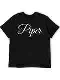 Personalized Piper Name Black Cotton T-Shirt