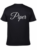 Personalized Piper Name Black Cotton T-Shirt