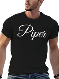Personalized Piper Name Black Cotton T-Shirt