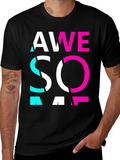 Awesome Graphic Print Crew Neck T-Shirt