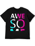 Awesome Graphic Print Crew Neck T-Shirt