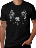 Winged Skull Graphic Tee - Edgy Fashion