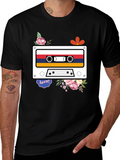 Retro Cassette Tape Flower Graphic Tee