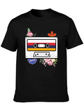Retro Cassette Tape Flower Graphic Tee