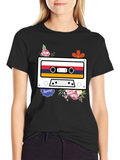 Retro Cassette Tape Flower Graphic Tee