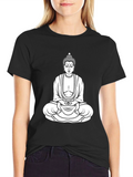 Buddha Graphic Print Black T-Shirt