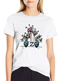 Floral Initial Z Black T-Shirt