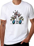 Floral Initial Z Black T-Shirt