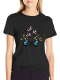 Floral Initial Z Black T-Shirt