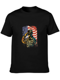 Patriotic Soldier Graphic T-Shirt - USA Pride