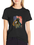 Patriotic Soldier Graphic T-Shirt - USA Pride