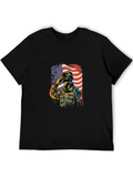 Patriotic Soldier Graphic T-Shirt - USA Pride
