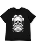 Floral Skull Graphic T-Shirt - Dark Aesthetic Tee