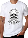 Floral Skull Graphic T-Shirt - Dark Aesthetic Tee