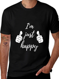 Im Just Happy Graphic T-Shirt - Black