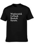 Weekends Coffee Books Karate Black Graphic Tee