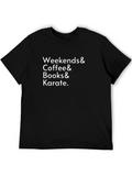 Weekends Coffee Books Karate Black Graphic Tee