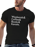 Weekends Coffee Books Karate Black Graphic Tee