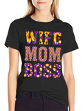 Wife Mom Boss Floral Graphic T-Shirt