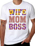Wife Mom Boss Floral Graphic T-Shirt