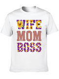 Wife Mom Boss Floral Graphic T-Shirt