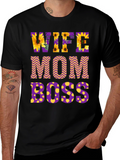 Wife Mom Boss Floral Graphic T-Shirt