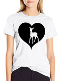 Deer Heart Graphic Black T-Shirt