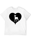Deer Heart Graphic Black T-Shirt