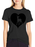 Deer Heart Graphic Black T-Shirt