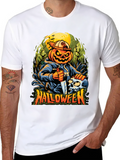 Halloween Pumpkin Skull Graphic Tee