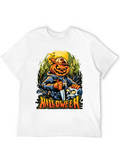 Halloween Pumpkin Skull Graphic Tee