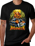 Halloween Pumpkin Skull Graphic Tee