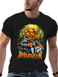 Halloween Pumpkin Skull Graphic Tee