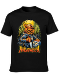 Halloween Pumpkin Skull Graphic Tee