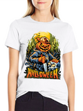 Halloween Pumpkin Skull Graphic Tee