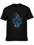 Tribal Wolf Design Black T-Shirt