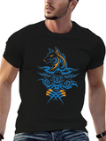 Tribal Wolf Design Black T-Shirt
