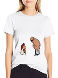Street Fighter Cartoon Print Black T-Shirt