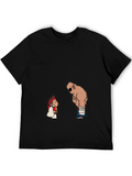 Street Fighter Cartoon Print Black T-Shirt