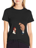 Street Fighter Cartoon Print Black T-Shirt