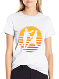 Retro Boxing Sunset T-Shirt - Black