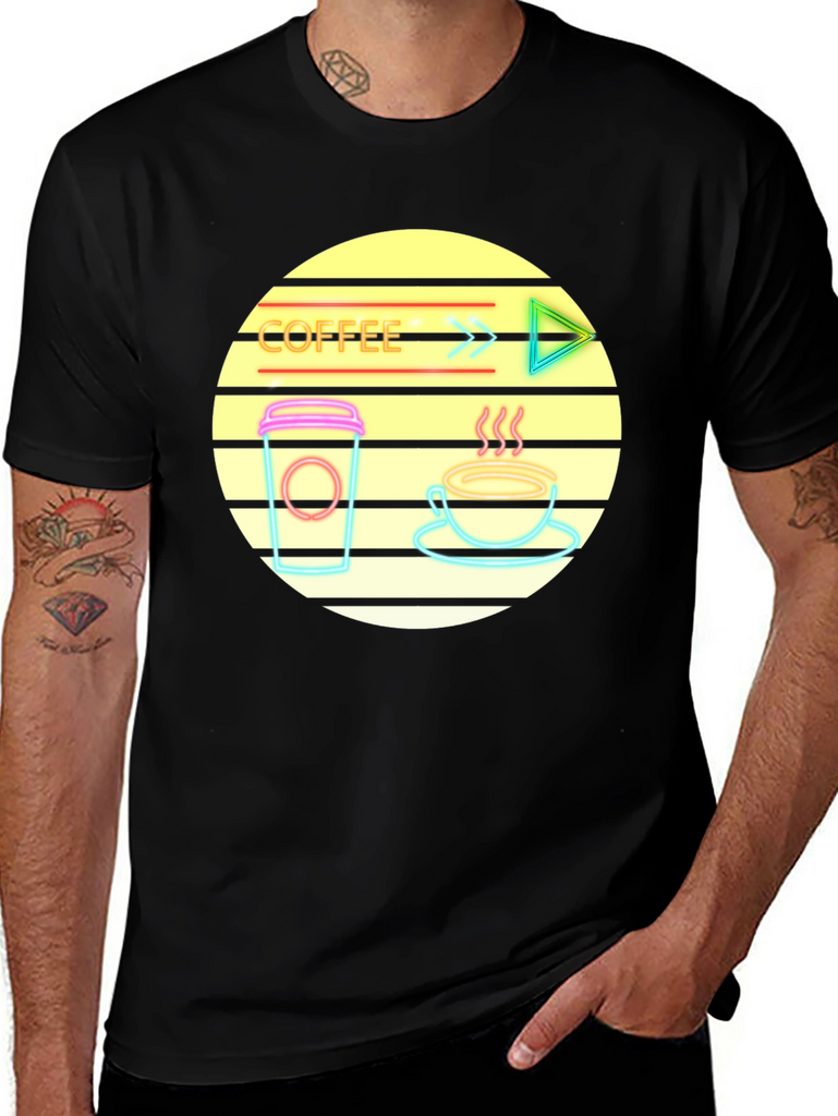 Neon Coffee Graphic Tee - Retro Diner Style