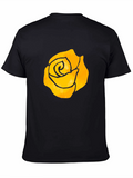Black T-Shirt with Yellow Rose Graphic