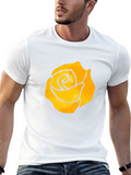 Black T-Shirt with Yellow Rose Graphic