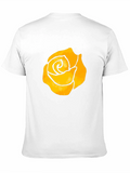 Black T-Shirt with Yellow Rose Graphic