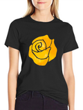 Black T-Shirt with Yellow Rose Graphic